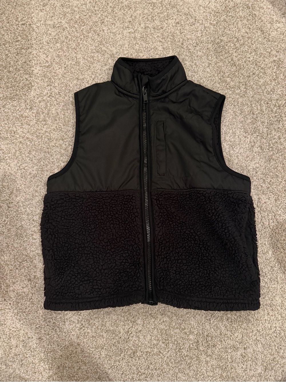 Old Navy Black Sherpa & Nylon Zip-Front Kids Vest